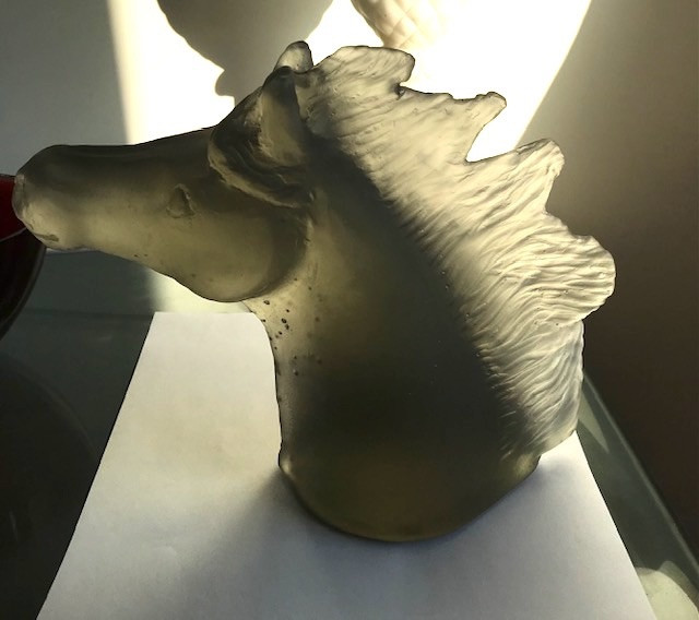 Cast glass Horse head - artist Penny Brown