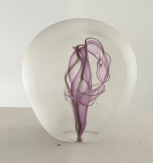 Frosted glass paper weight -Peter Viesnik