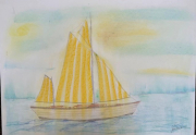 yacht in pastel