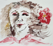 girl with red flower in her hair