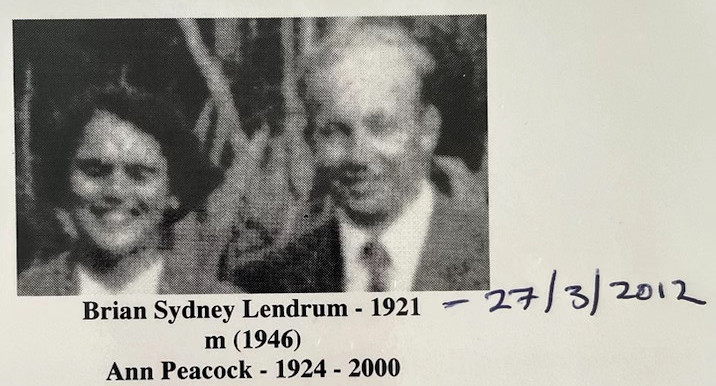 Brian Sydney & Ann (Peacock) Lendrum