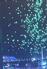 drones light display - falling into the sea - Aust.