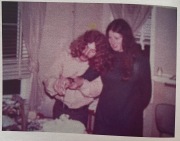 cutting the wedding cake Tom & Philippa Lendrum March 1972