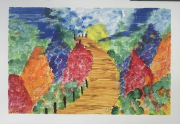 pathway to heaven in acrylic & crayon