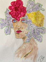 lady with red flower in her hair