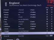 England batting card day 5 all out 212