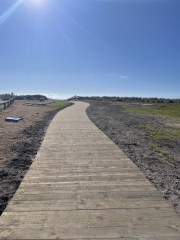 new timber path to the sand