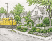 I asked to have the train painted yellow - AI just has to do what it wants -  LOL - I guess that the train is heading straight into the house - does not matter ?