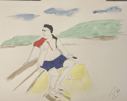 original drawing - Dominic on his yacht