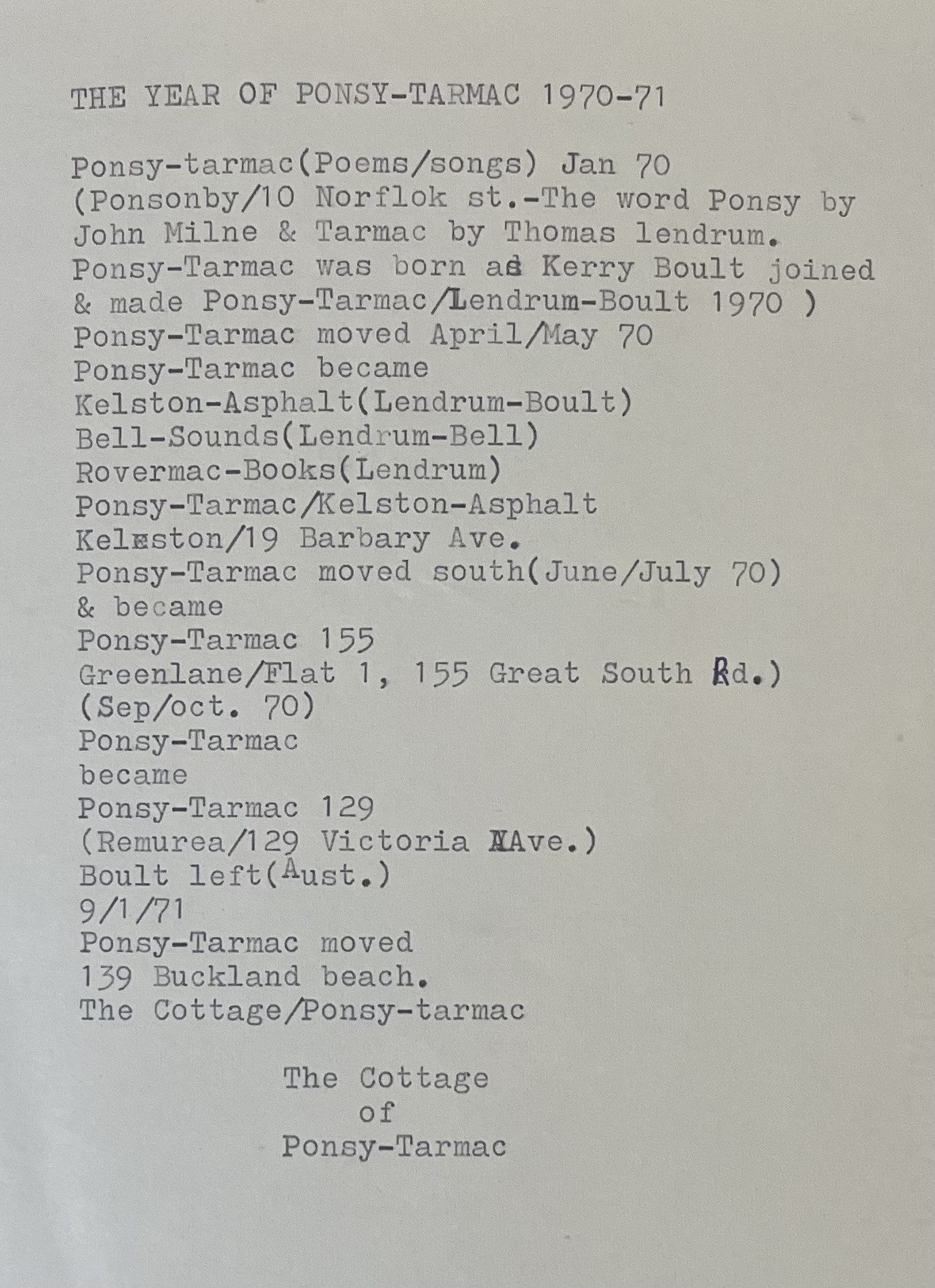 songs written: 1970-71