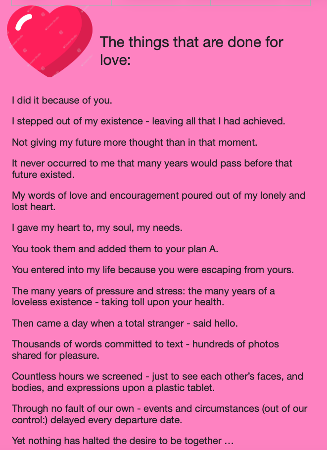 heart the things we done for love