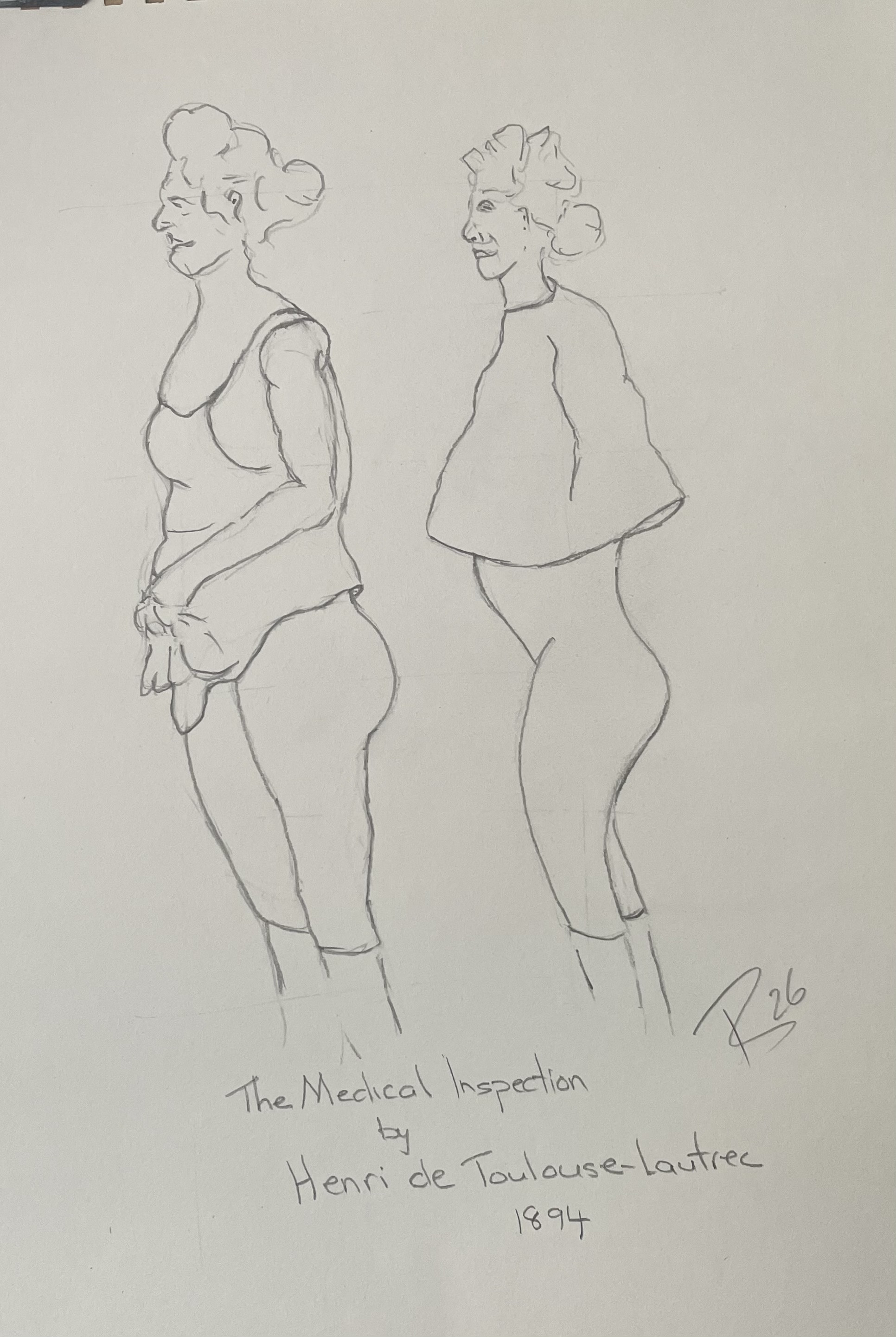 ( my original drawing )The Medical inspection by Henri de Toulouse-Lautrec 1894