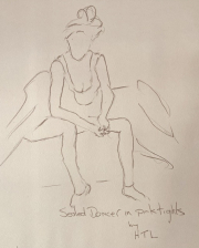 seated dancer in pink tights