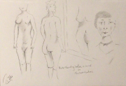 nude standing before a mirror