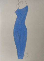slender body in a blue dress