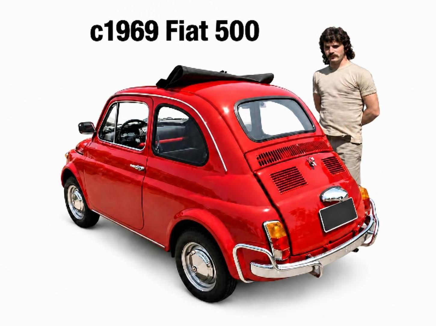 (purchased c 1969) Fiat 500 (traveled around the North Island in this car for about 3 months) only broke down every third day)