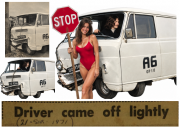 My Conner van photo  I asked MI-AI to restore the van back to its original condition. It said it cannot. I asked it to put the picture of me behind the steering wheel. It almost got it right. I asked to remove the lamppost. It did I asked to place a naked lollipop girl where the lamppost was It could not. I said do your best. It put a girl in swimwear holding a stop sign. I said if that’s the best you can do.  I’ll take it.