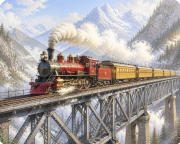 train crossing a viaduct